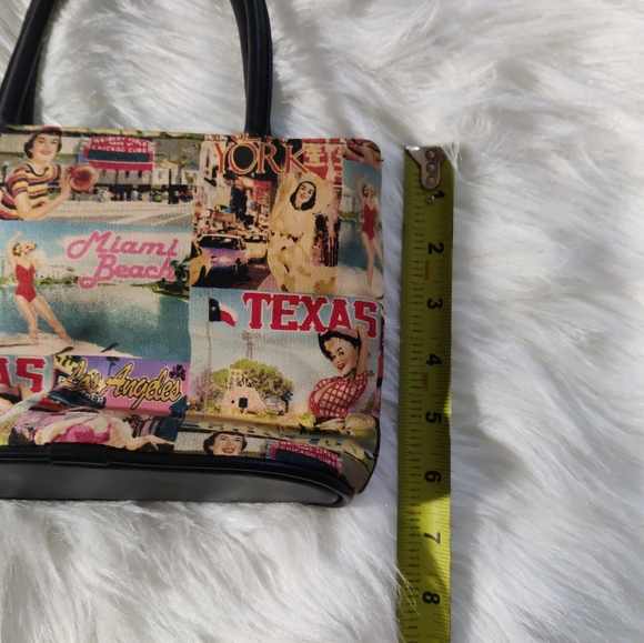 Vintage Bueno 8.5" x 6.5" Retro Style Sequin Mini Shoulder Bag Purse US Cities - Picture 11 of 11